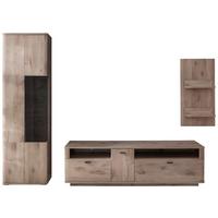 Wohnwand Prato Eiche Dekor B: 270 cm - Eichefarben, Design, Glas/Holzwerkstoff (270/199/50cm) - MID.YOU