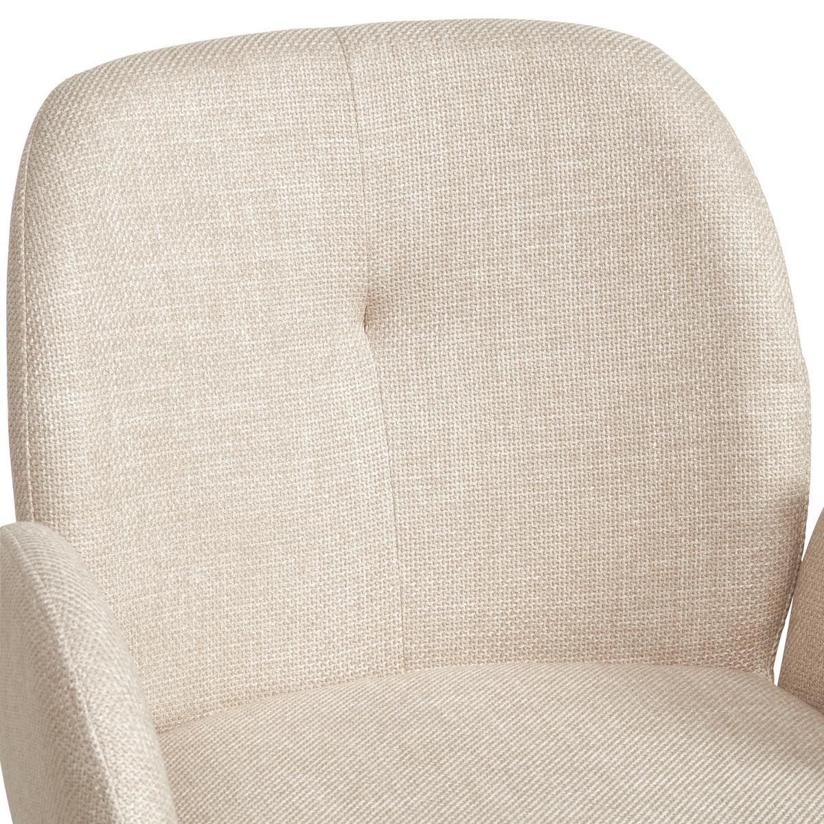 Armlehnstuhl Pauline Leinenoptik Beige, B: 62 cm - Beige/Schwarz, KONVENTIONELL, Holz/Textil (62/85/64cm) - MID.YOU