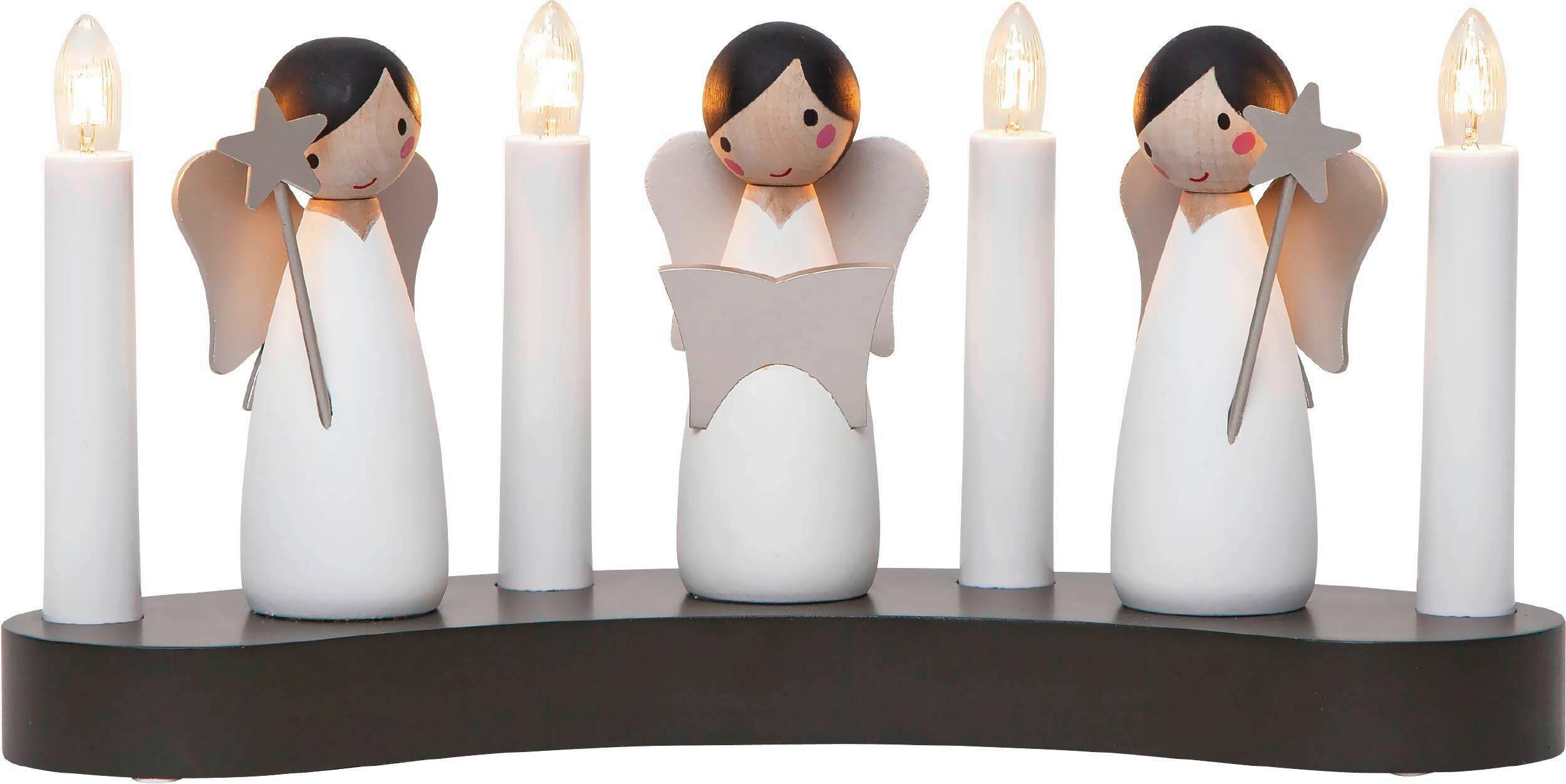 LED-Kerze 655-85 Kerzenständer - Weiß/Braun, Basics, Holz/Kunststoff (31/8/15cm) - Eglo