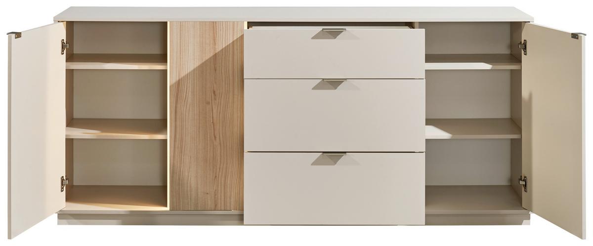 Sideboard Alex Kaschmir, B: 193cm - Kaschmir/Schwarz, Design, Holzwerkstoff (193/83/40cm) - MID.YOU