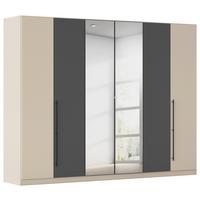 Kleiderschrank Safari mit Spiegel B: 271 cm - Champagner/Grau, KONVENTIONELL, Holzwerkstoff (271/210/54cm)