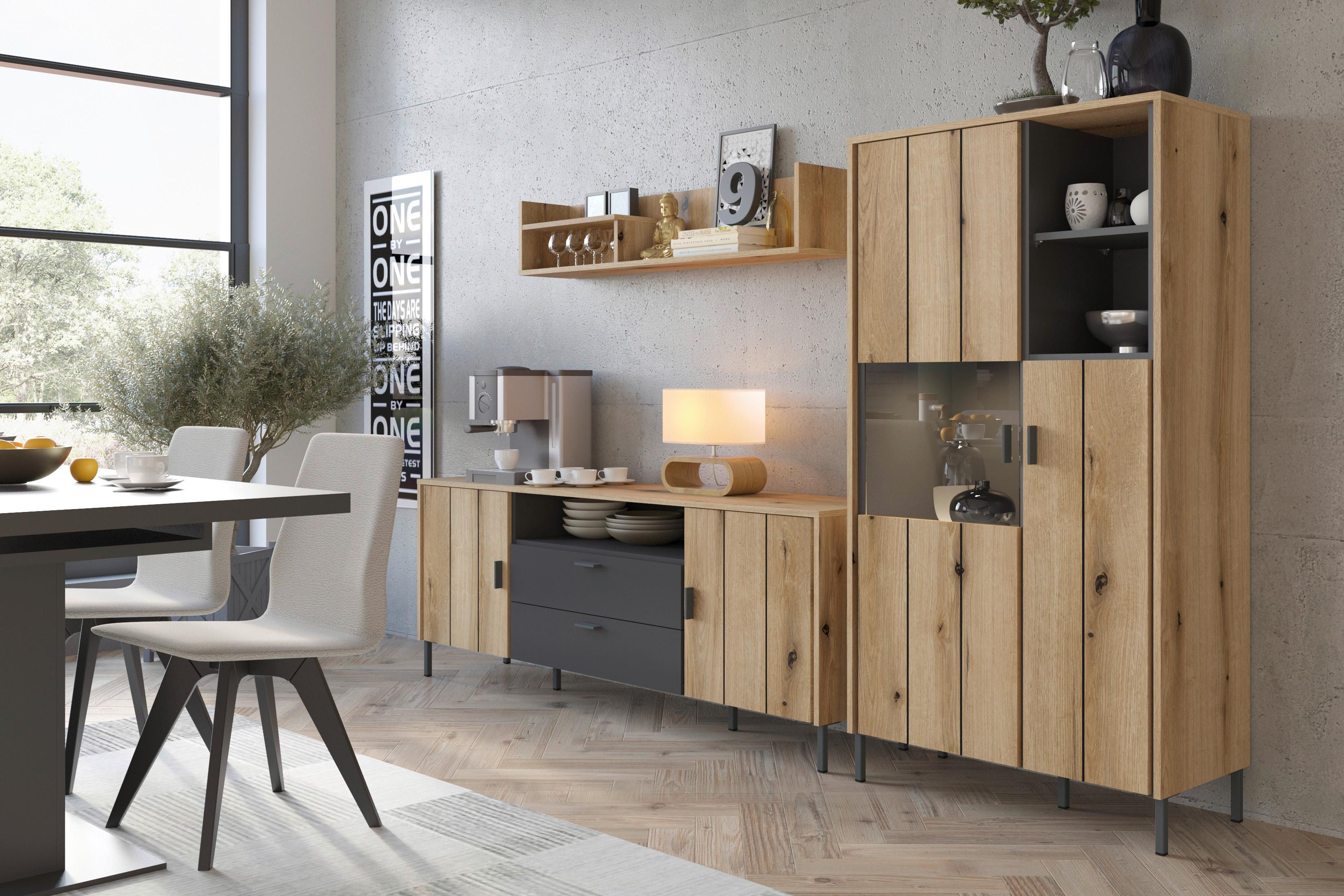 TV-Element Shirley, B: 158,2cm Eichefarben/Anthrazit