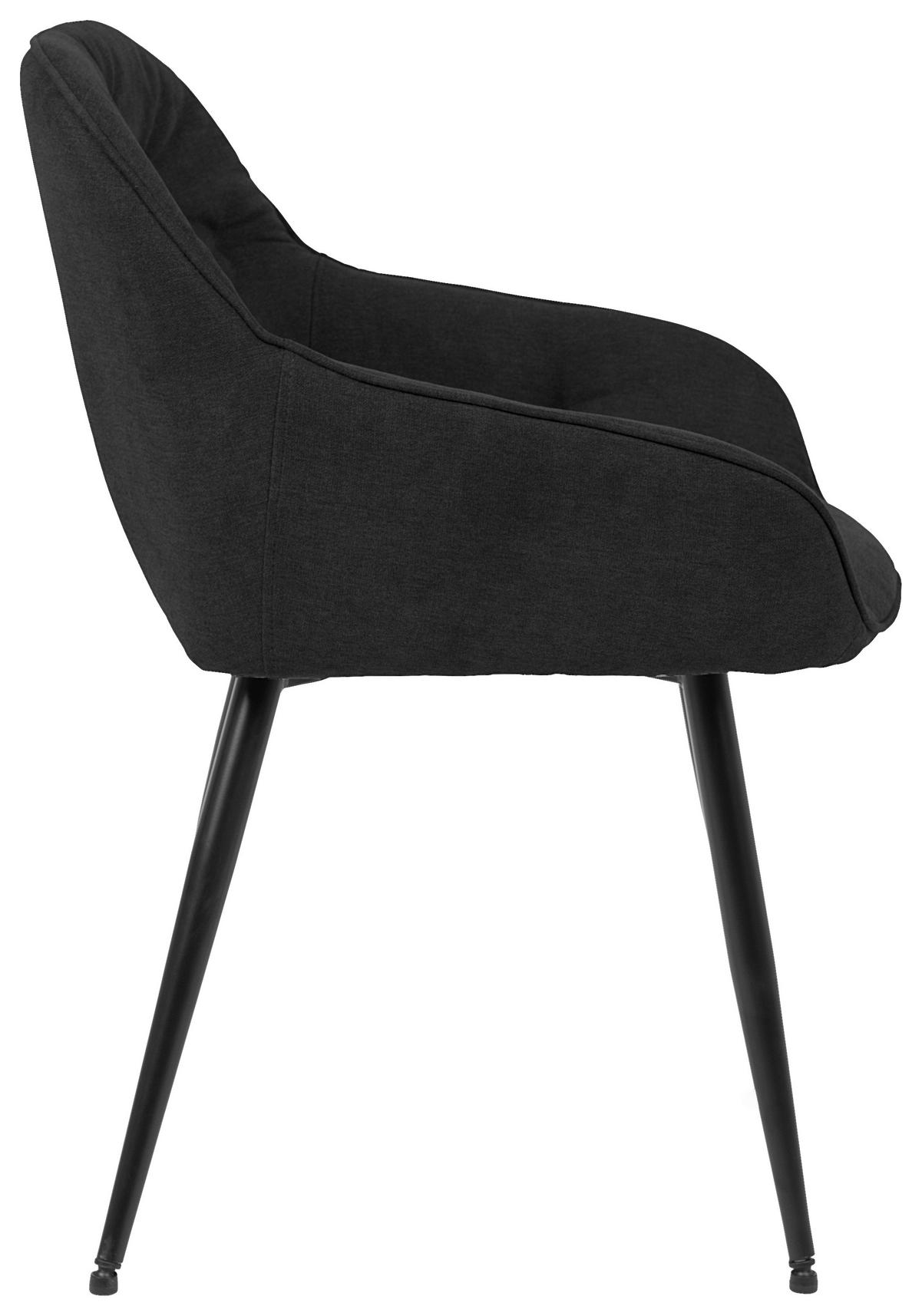 Armlehnstuhl Ancona Webstoff Anthazit B: 55 Cm - Anthrazit/Schwarz, ROMANTIK / LANDHAUS, Textil/Metall (55/80/61cm) - Livetastic