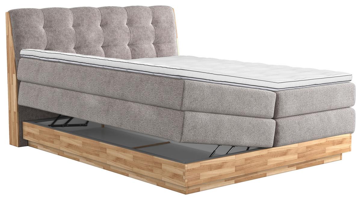 Boxspringbett Boxspring Bed Melissa - Beige/Schwarz, Natur, Textil (200/200cm)