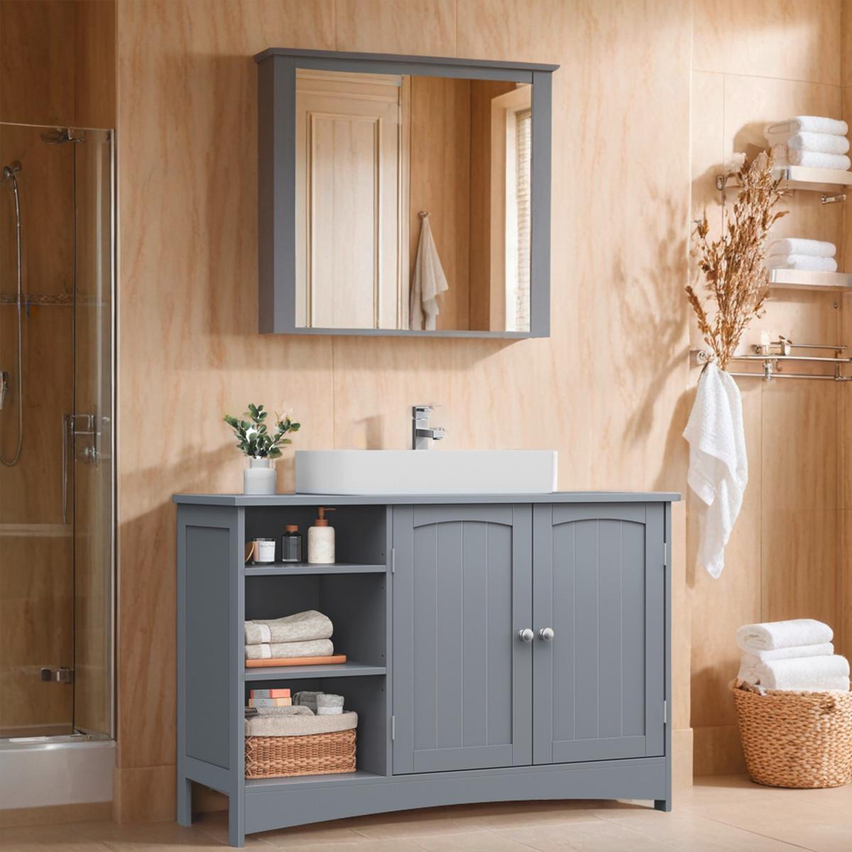 Waschbeckenunterschrank Washbasin Cabinet - Grau, MODERN, Holzwerkstoff (90/60/30cm) - MID.YOU