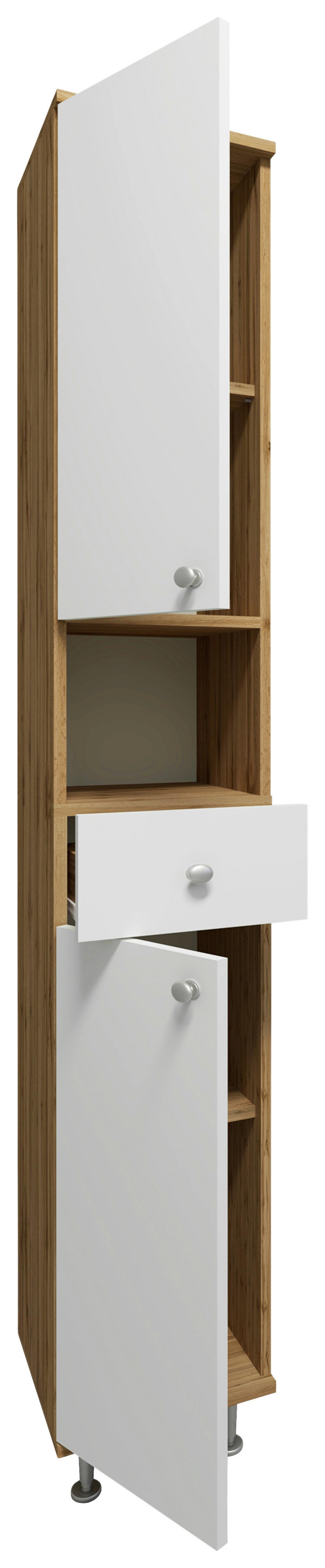 Hochschrank Nilosi - Honigeiche/Silberfarben, MODERN, Holzwerkstoff (30/185/31cm) - MID.YOU