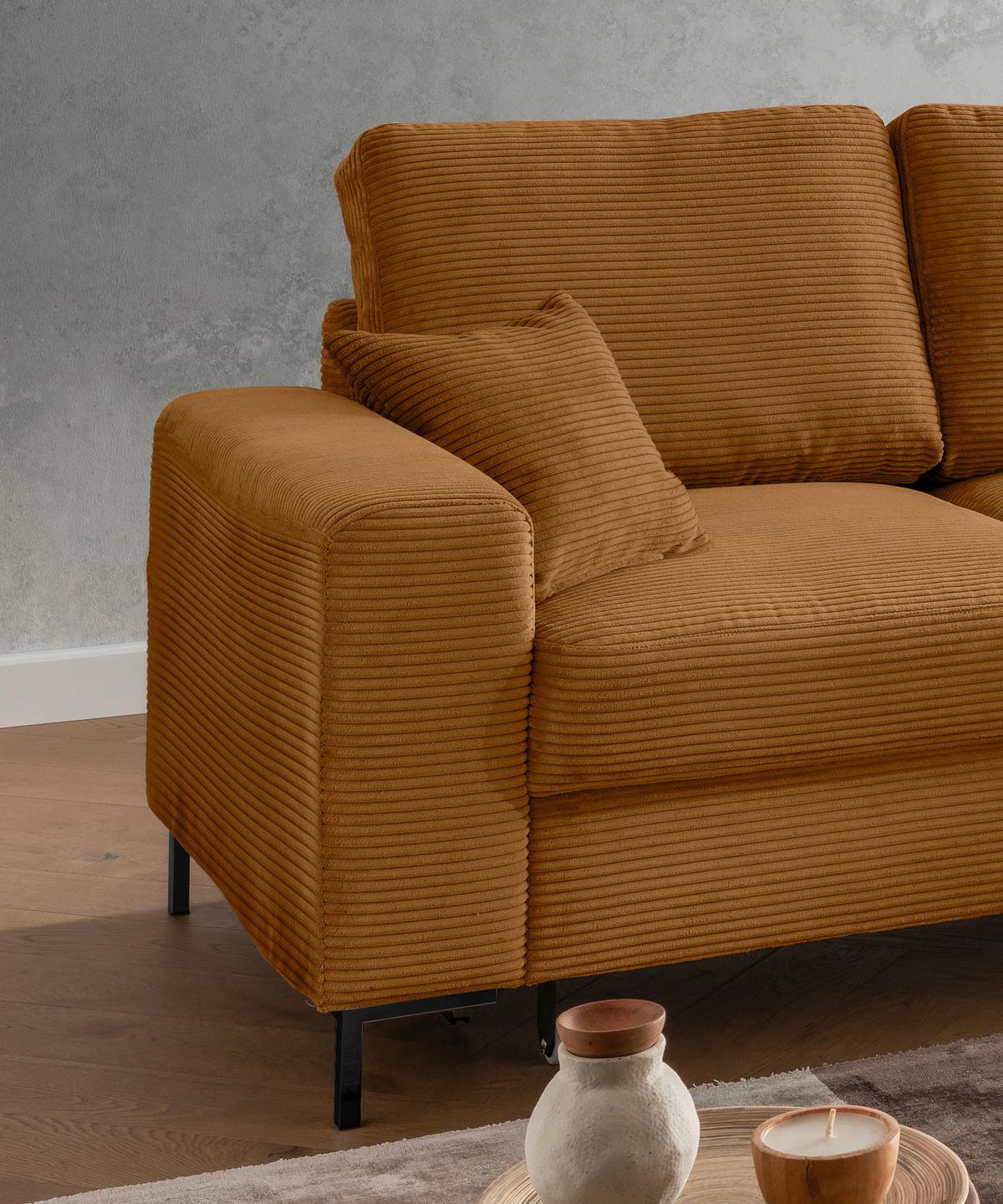 Eckschlafsofa Zona, Goldfarben S: 237x143 Cm - Goldfarben/Schwarz, KONVENTIONELL, Textil (237/143cm) - Livetastic