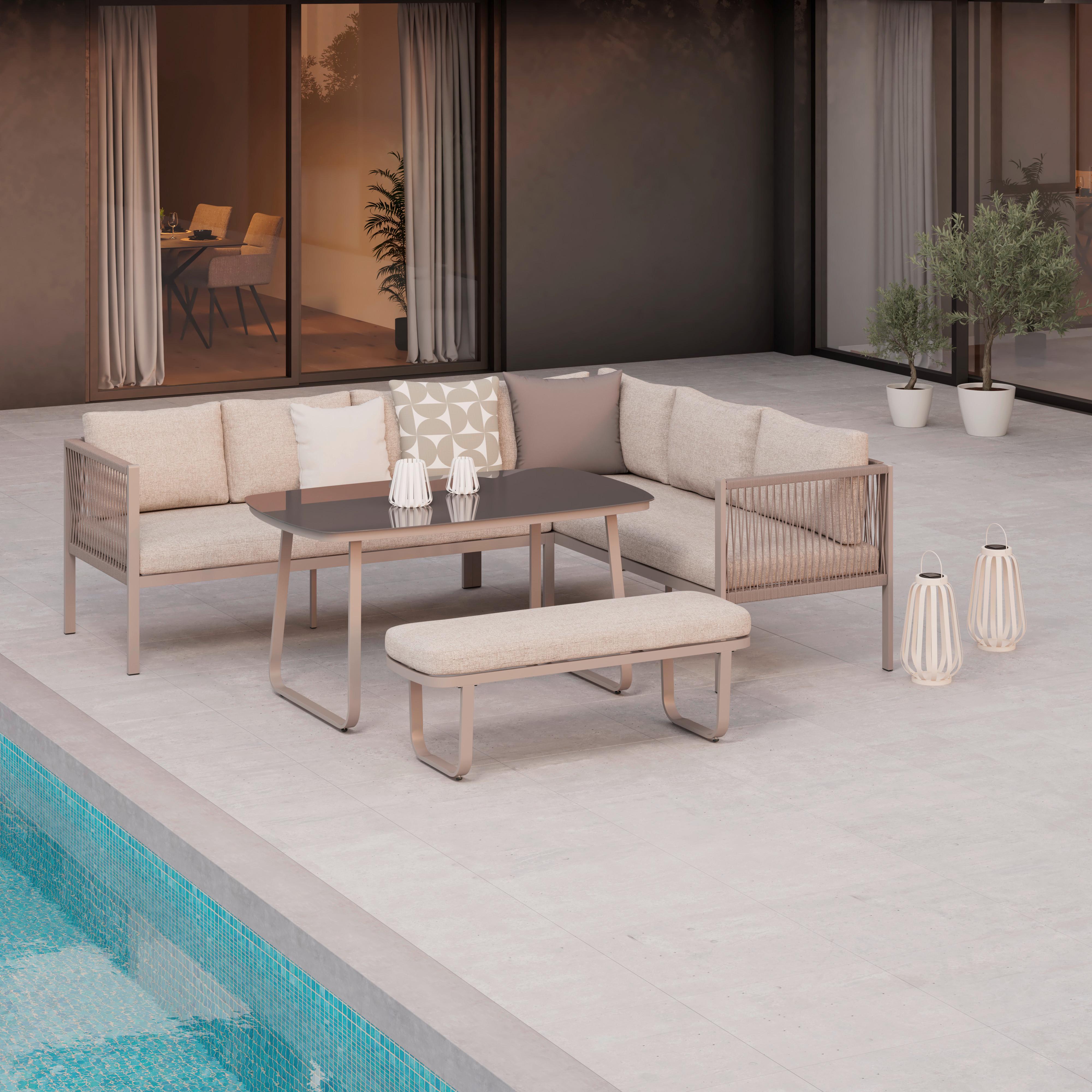 TERASOVÁ SEDACÍ SOUPRAVA SOPHIA - krémová/světle šedá, Moderní, kov/textil (195/73/72cm)