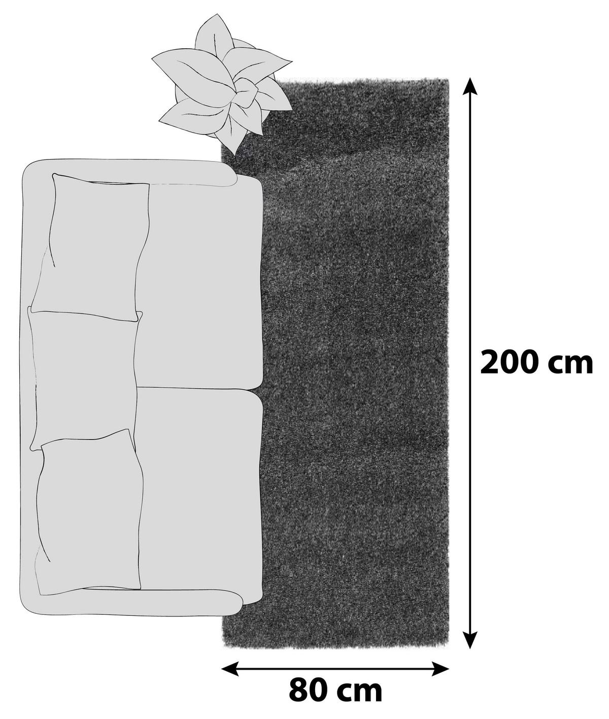 Hochflorteppich Fashion Shaggy Dunkelgrau 80x200 cm - Dunkelgrau, Basics, Textil (80/200cm) - Novel