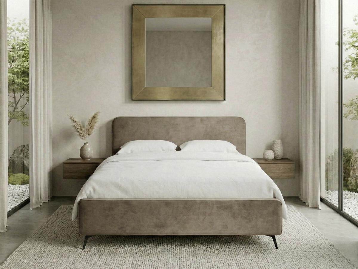 Polsterbett Camila Manila Braun 180x200cm - Schwarz/Braun, MODERN, Holz/Textil (180/200cm) - MID.YOU