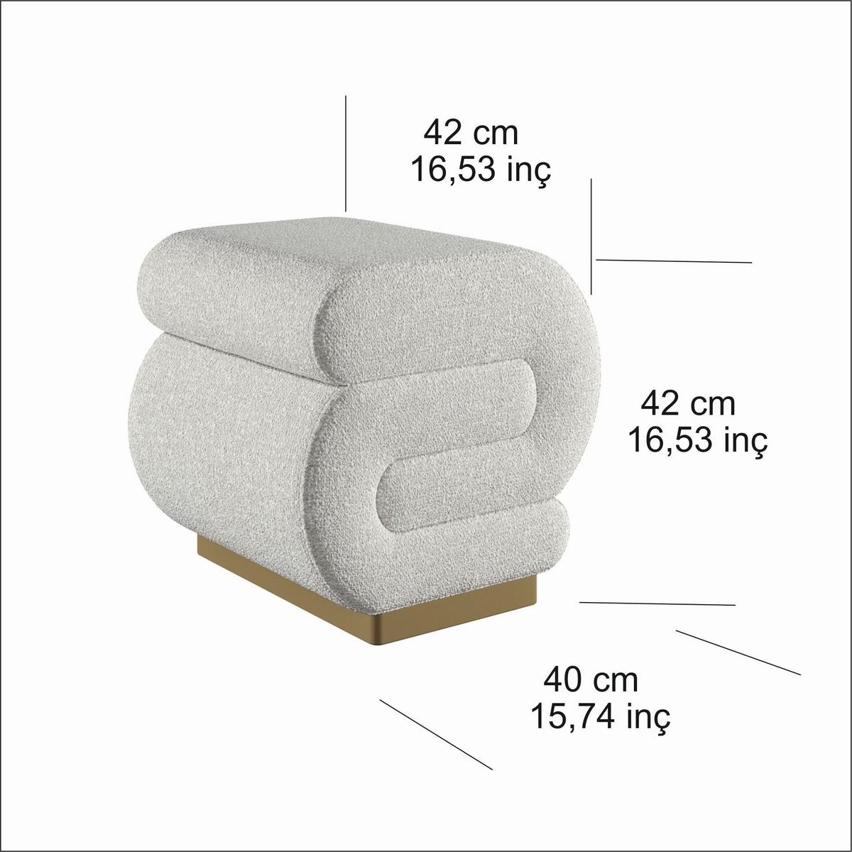 Hocker Sally Beige B: 40 Cm - Beige/Goldfarben, Design, Textil (40/42/42cm) - Livetastic