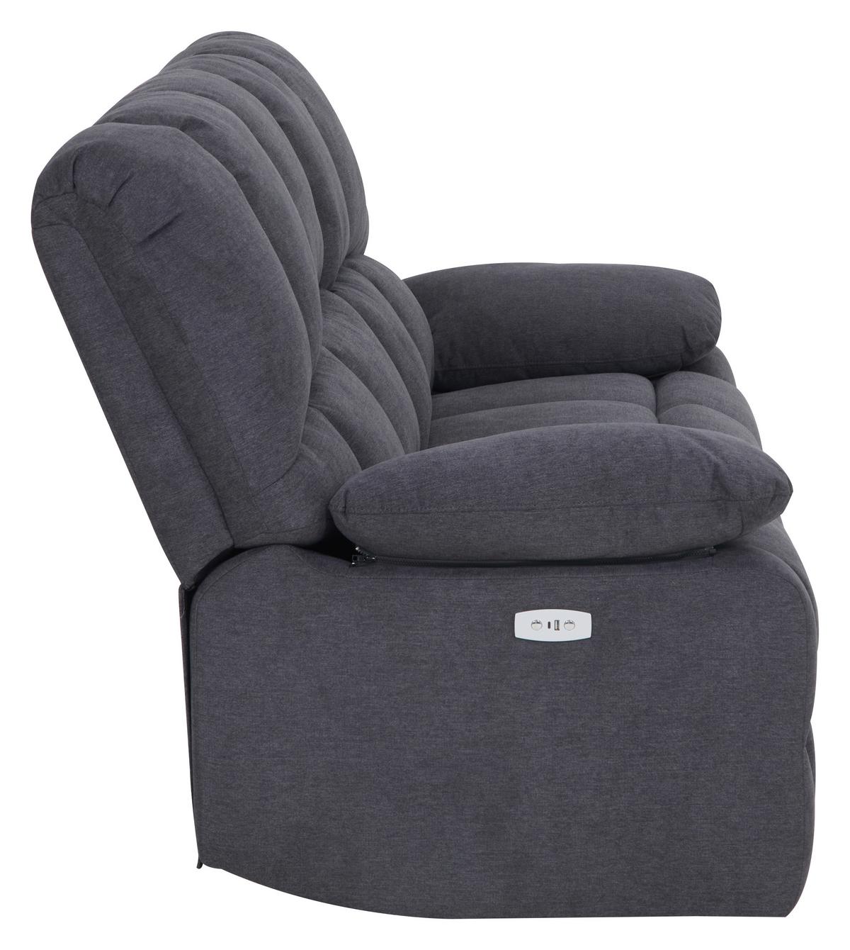2,5-miestna pohovka BOLTON, sivá, el.relaxačná funkcia - sivá, Basics, kov/drevo (208/103,5/96,5cm)