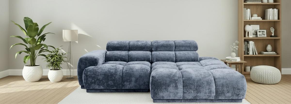 Ecksofa Chani Blau, Schenkel: 239x150 cm - Blau, MODERN, Textil (239/150cm) - MID.YOU