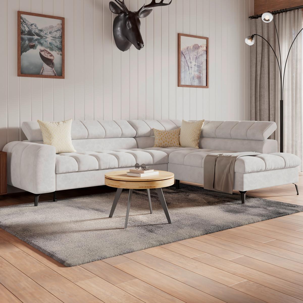 Ecksofa Volf Rechts New Weiß, S: 261x203 cm - Schwarz/Weiß, Trend, Kunststoff/Textil (261/203cm)