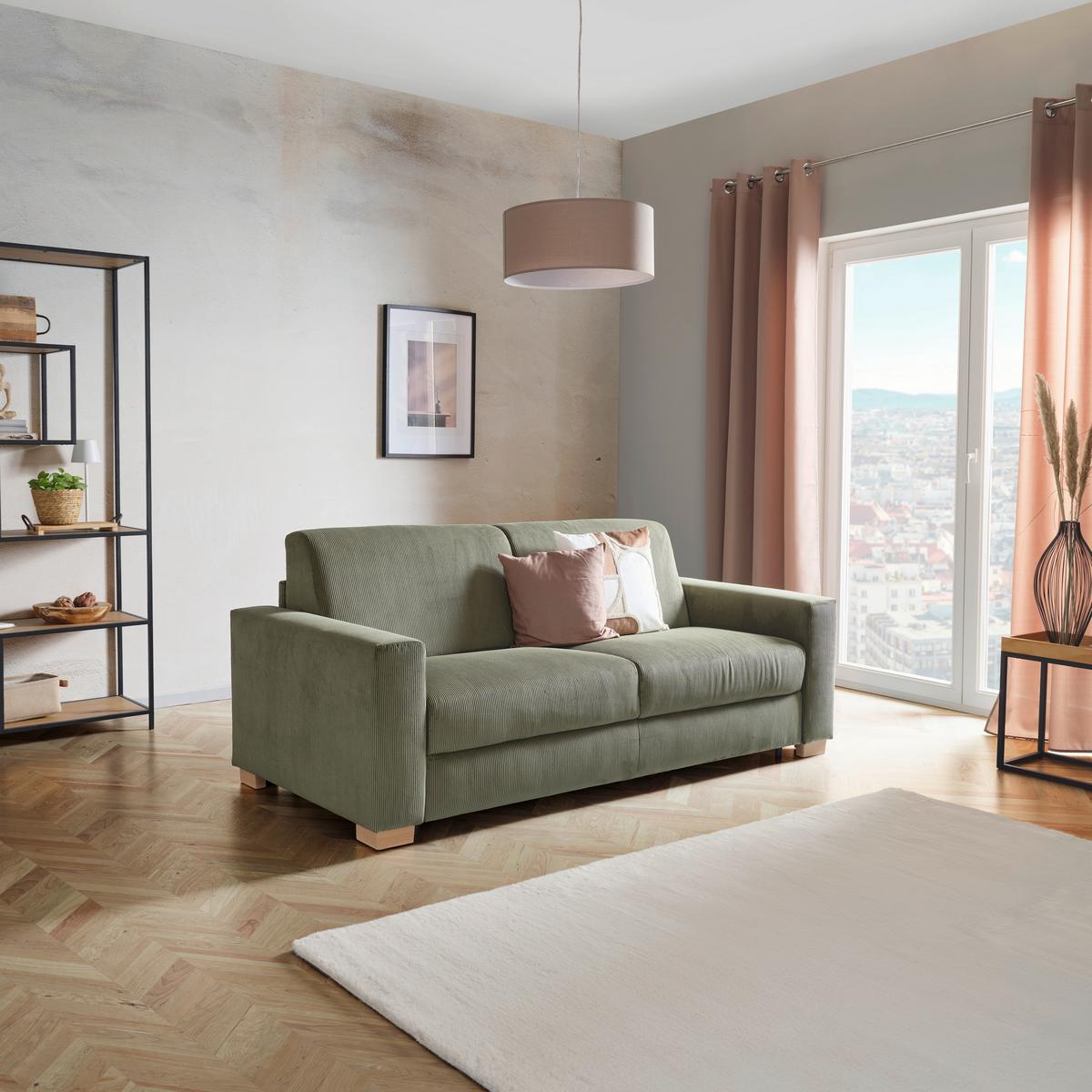 Schlafsofa Grün Lucy 198x96 Cm - Schwarz/Naturfarben, MODERN, Holz (198/84/96cm) - Luca Bessoni