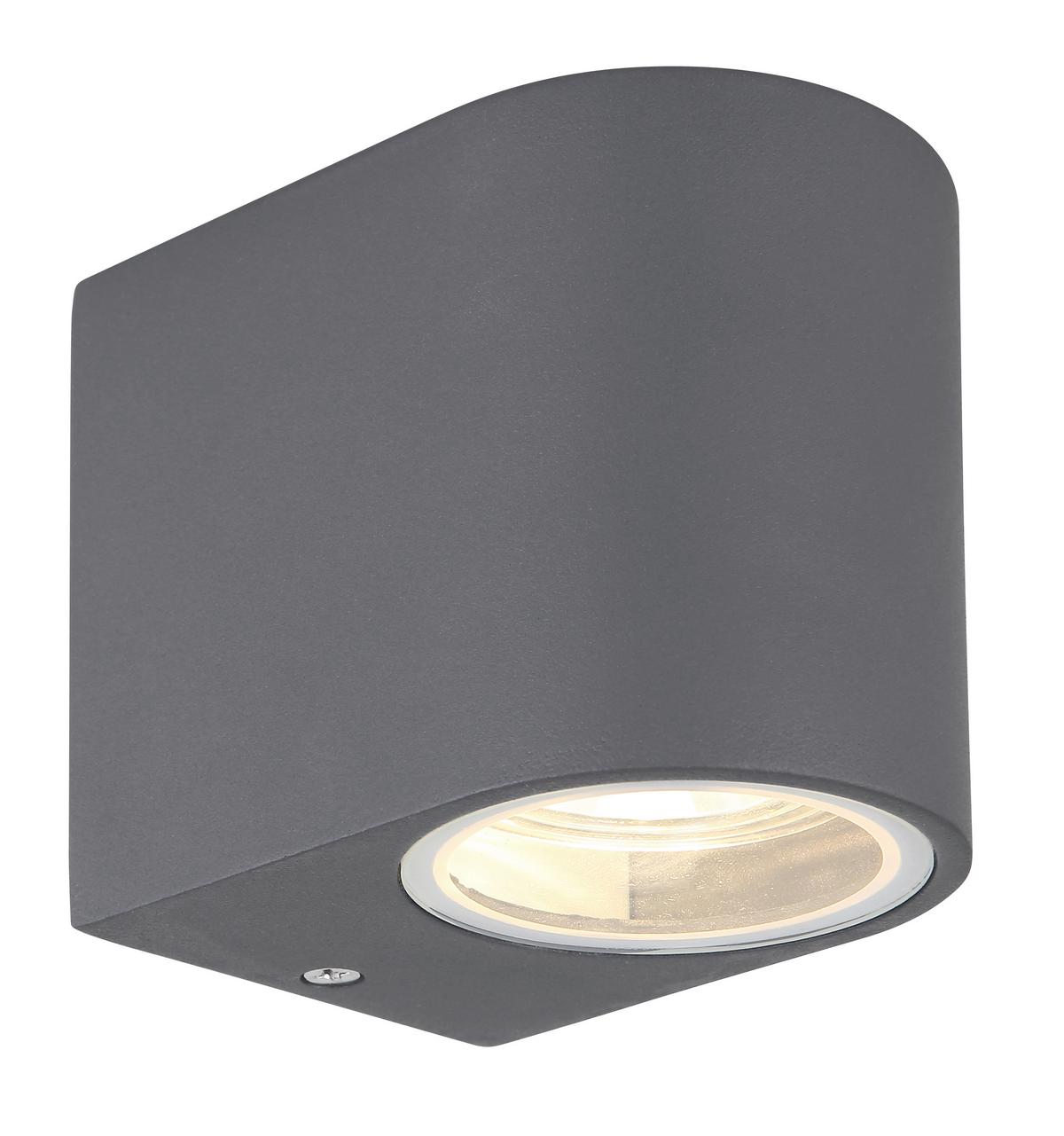 Außenleuchte 35 W Glas/Aluminium - Klar/Anthrazit, Design, Glas/Metall (6,8/9,2/8,1cm) - Globo