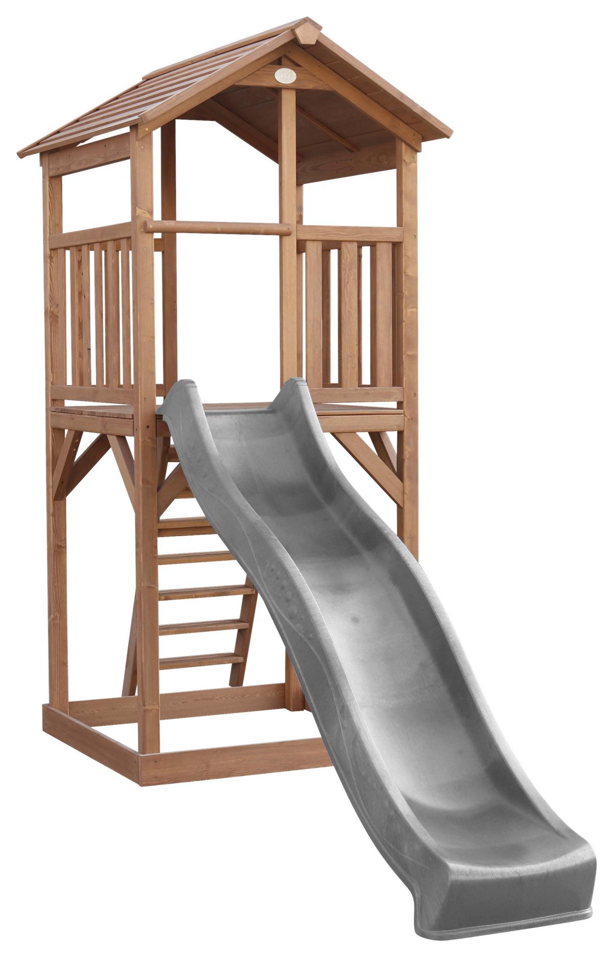 Spielturm A025.120.80 - Braun/Grau, KONVENTIONELL, Holz/Kunststoff (111,2/241,9/349cm) - Ambia Garden