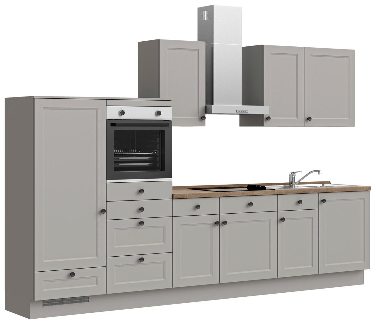 Kuchyňská linka 330 cm, kamenná sivá - šedá/černá, Moderní, kov/kompozitní dřevo (330cm) - Nobilia