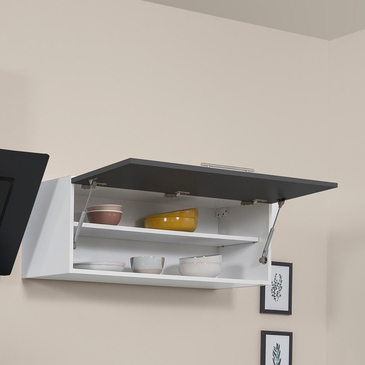 Küchenzeile mit Geräten 310 cm Grau/Weiß - Weiß/Grau, KONVENTIONELL, Holzwerkstoff (310cm) - Respekta