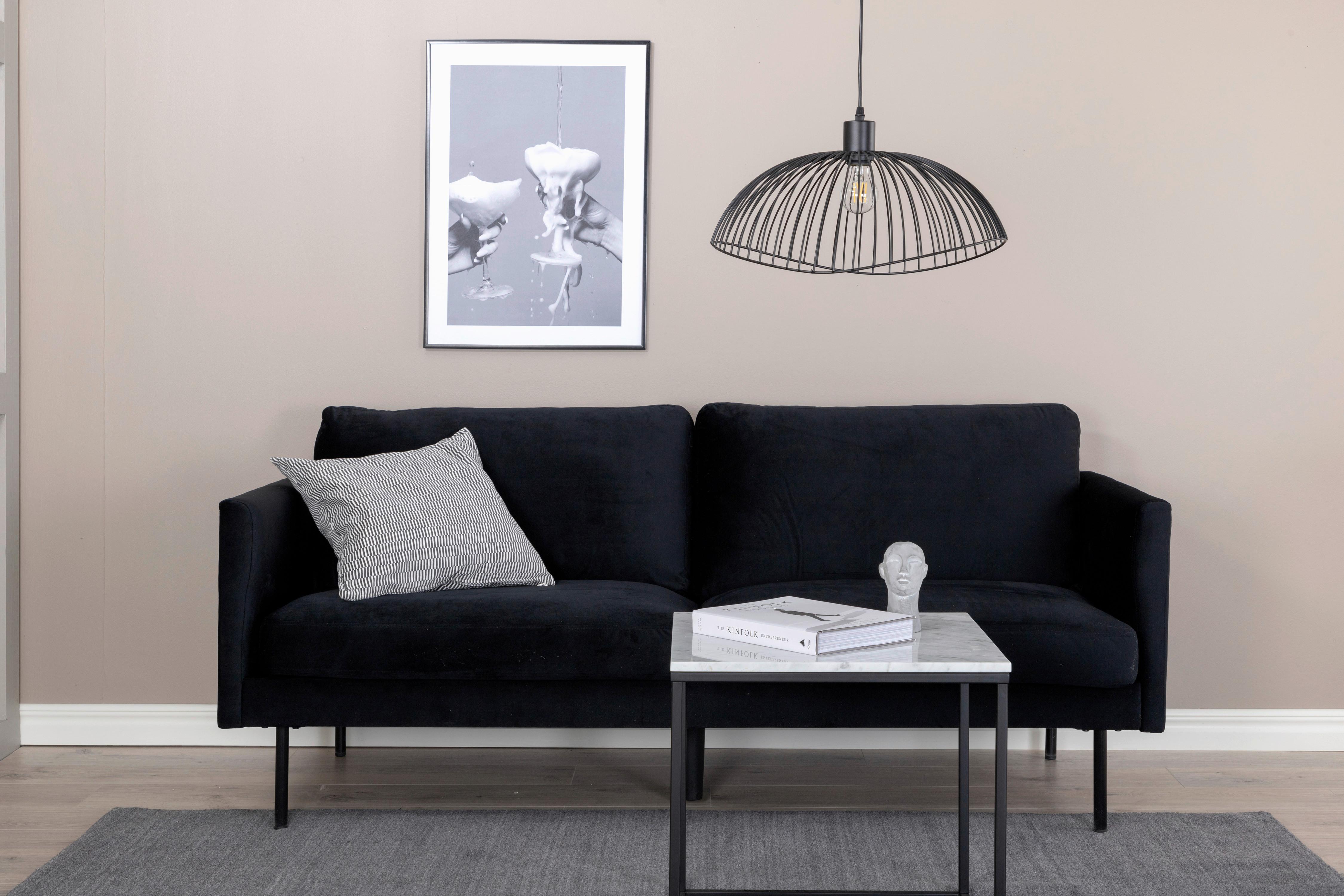 2-Sitzer-Sofa Zoom - Schwarz, Design, Textil/Metall (180/78/80cm) - Livetastic