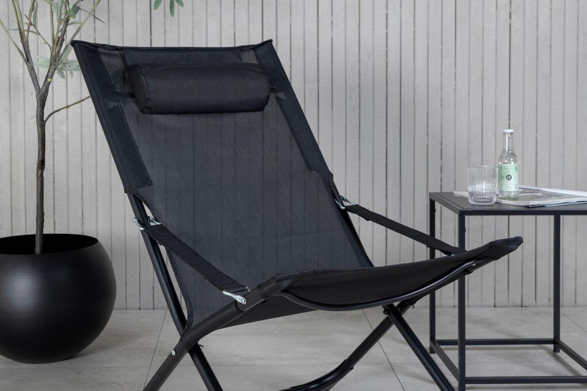 Strandsessel Seville Metall, Textil - Schwarz, KONVENTIONELL, Textil/Metall (63/89/84cm) - Gardenson
