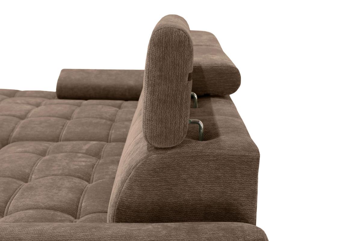 Rohová sedačka VEGAS, levá, hnědá žinylka - černá/hnědá, Design, dřevo/textil (173/294cm)