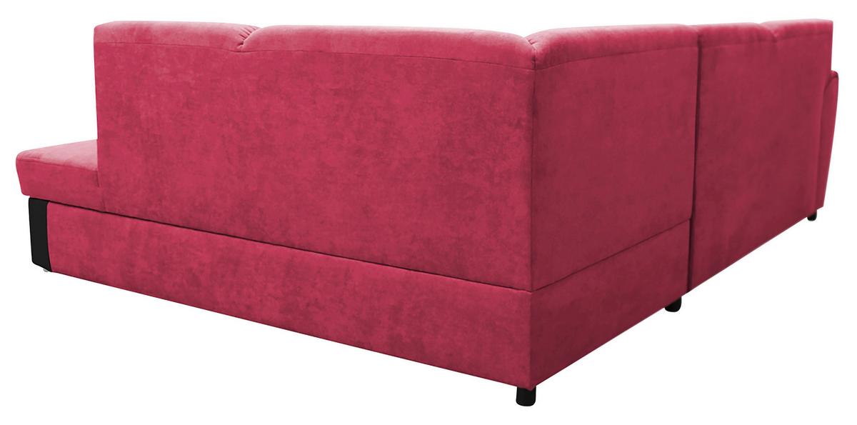 Ecksofa Mit Bettkasten Doris Rücken Echt Rot/schwarz - Silberfarben/Rot, Design, Textil (255/196cm) - MID.YOU