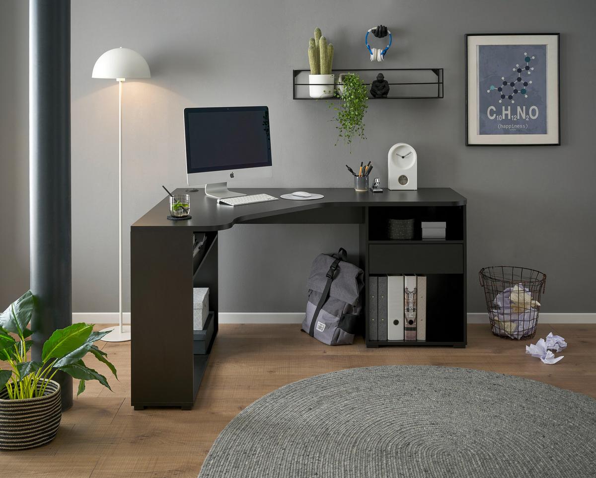 Gaming Tisch Bc 3155 Schwarz B: 110-150 Cm - Schwarz, Design, Holzwerkstoff (110/150/74/50cm) - MID.YOU
