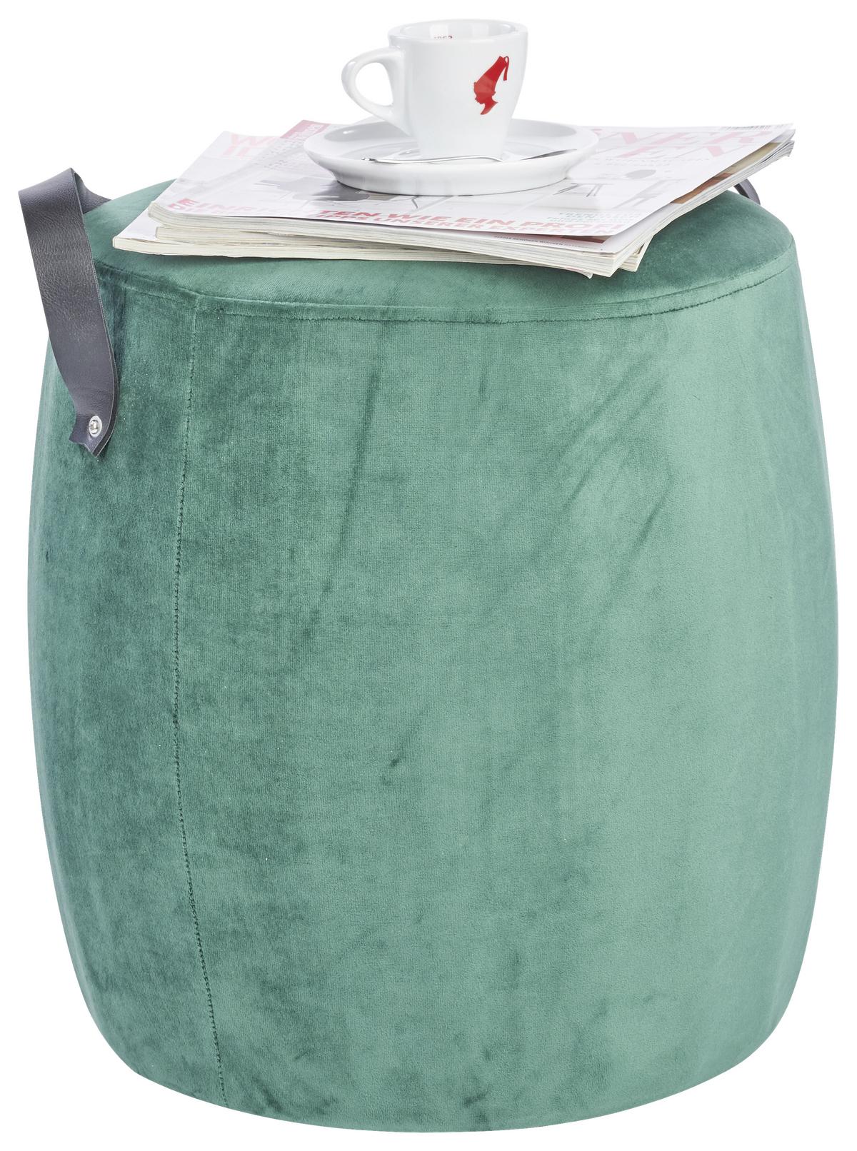 Hocker Textil Dunkelgrün Sitz Gepolstert H: 40 cm Rund - Dunkelgrün, Basics, Textil (38/40cm)
