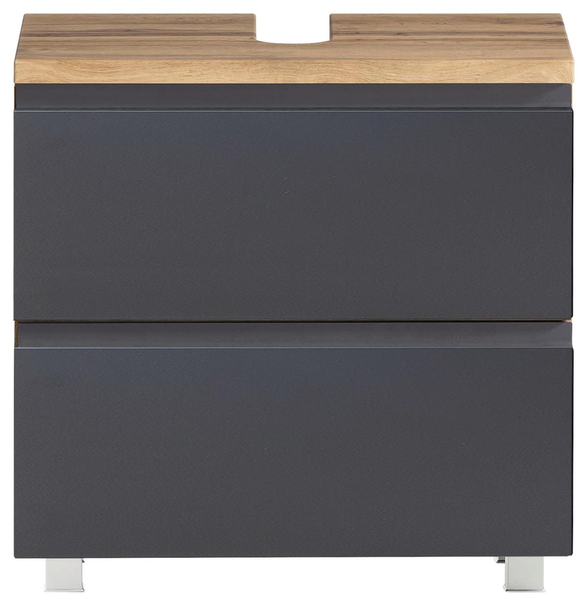 Waschbeckenunterschrank Varese B: 60 cm Grau/Eiche Wotan - Eiche Wotan/Grau, MODERN, Holzwerkstoff (60/56/35cm) - Held