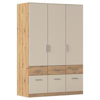 Skriňa s otočnými dveřmi CELLE, šířka 136 cm - dub artisan/barvy hliníku, Konvenční, kompozitní dřevo/plast (136/197/54cm) - Mömax
