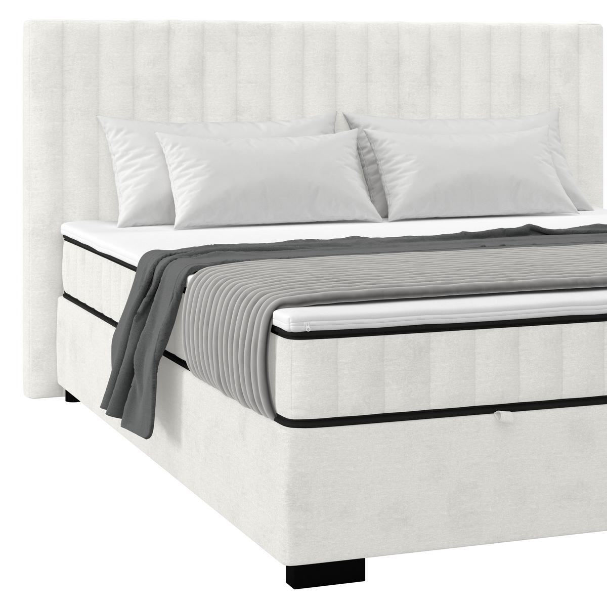 Boxbett Maya inkl. Bettkasten Cremefarben 200x220 cm - Creme/Schwarz, MODERN, Holz/Holzwerkstoff (200/220cm)
