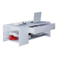 Couchtisch Mit Lade + Fächern Tindus, Weiß - Weiß, Basics, Holzwerkstoff (100/50/35cm) - MID.YOU