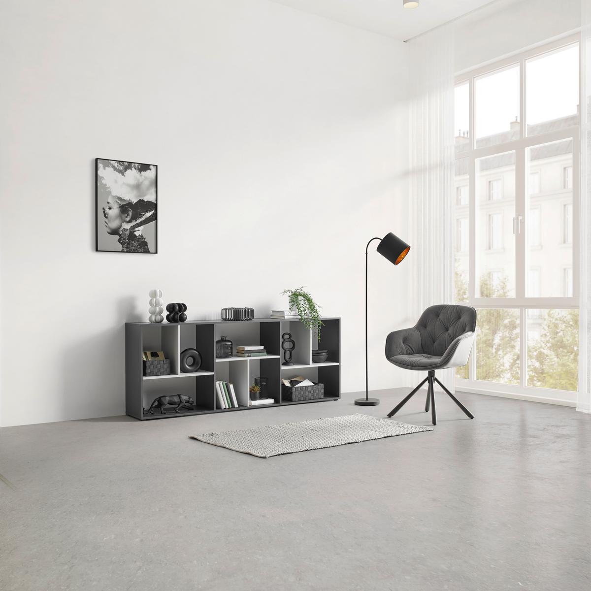 Regal Ibiza antracit/bílá - černá/kašmírová, Konvenční, kompozitní dřevo (71/186/33cm) - Mömax