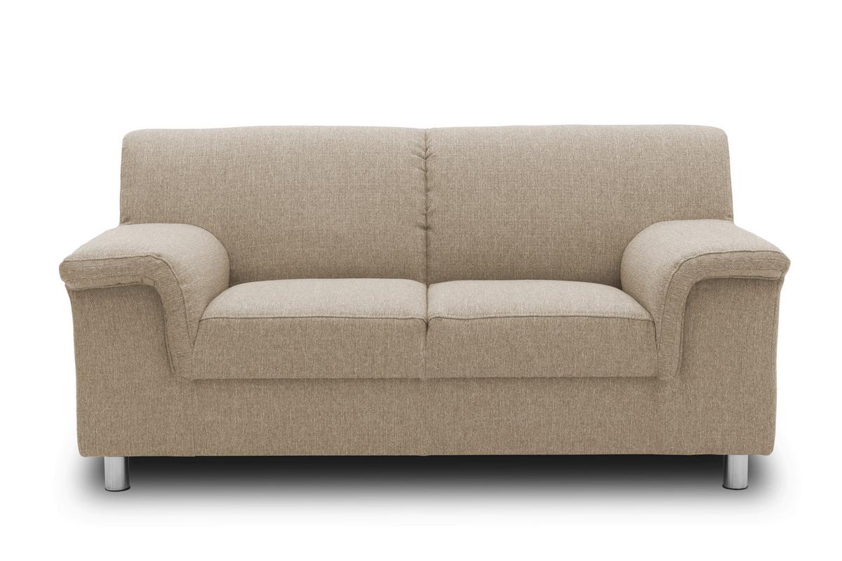 2-Sitzer-Sofa Jamie Armlehnen Beige Webstoff - Chromfarben/Beige, KONVENTIONELL, Textil (145/72/80cm) - MID.YOU