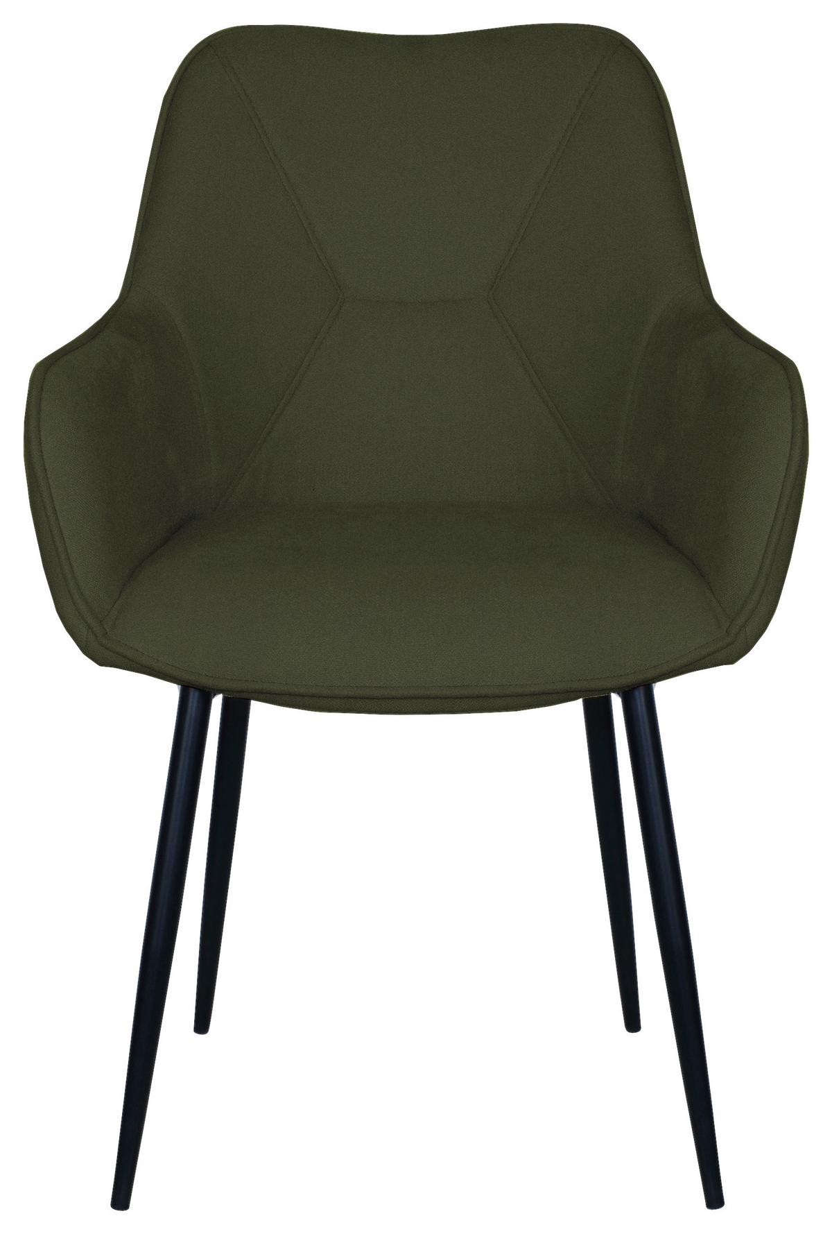 Židle s područkami tmavě zelená - černá/zelená, Moderní, kov/dřevo (57/85/60cm) - Mömax