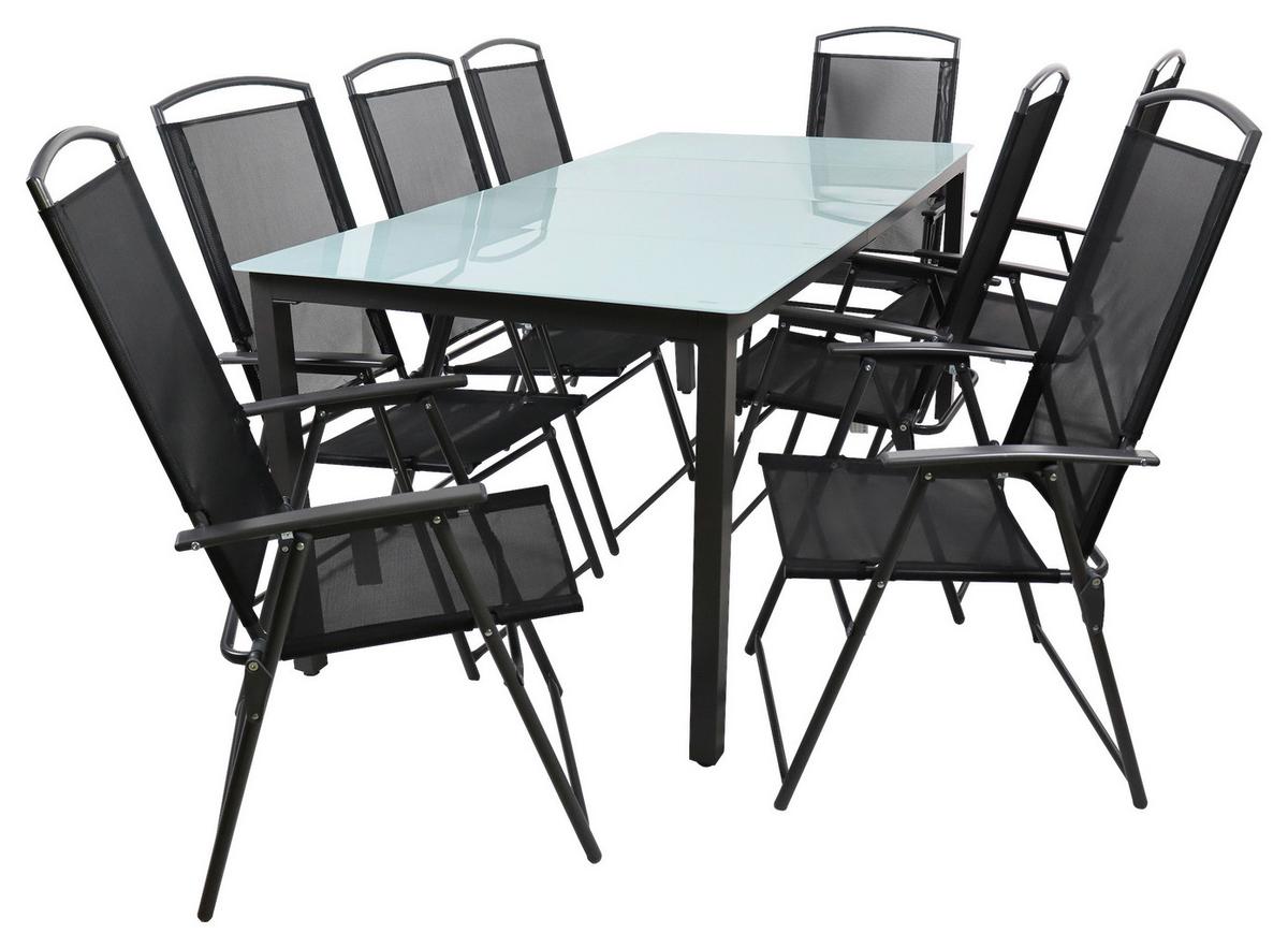 Zahradní sestava, 8- dílna, stůl 190x90 - antracitová, Basics, kov/textil - Gardenson