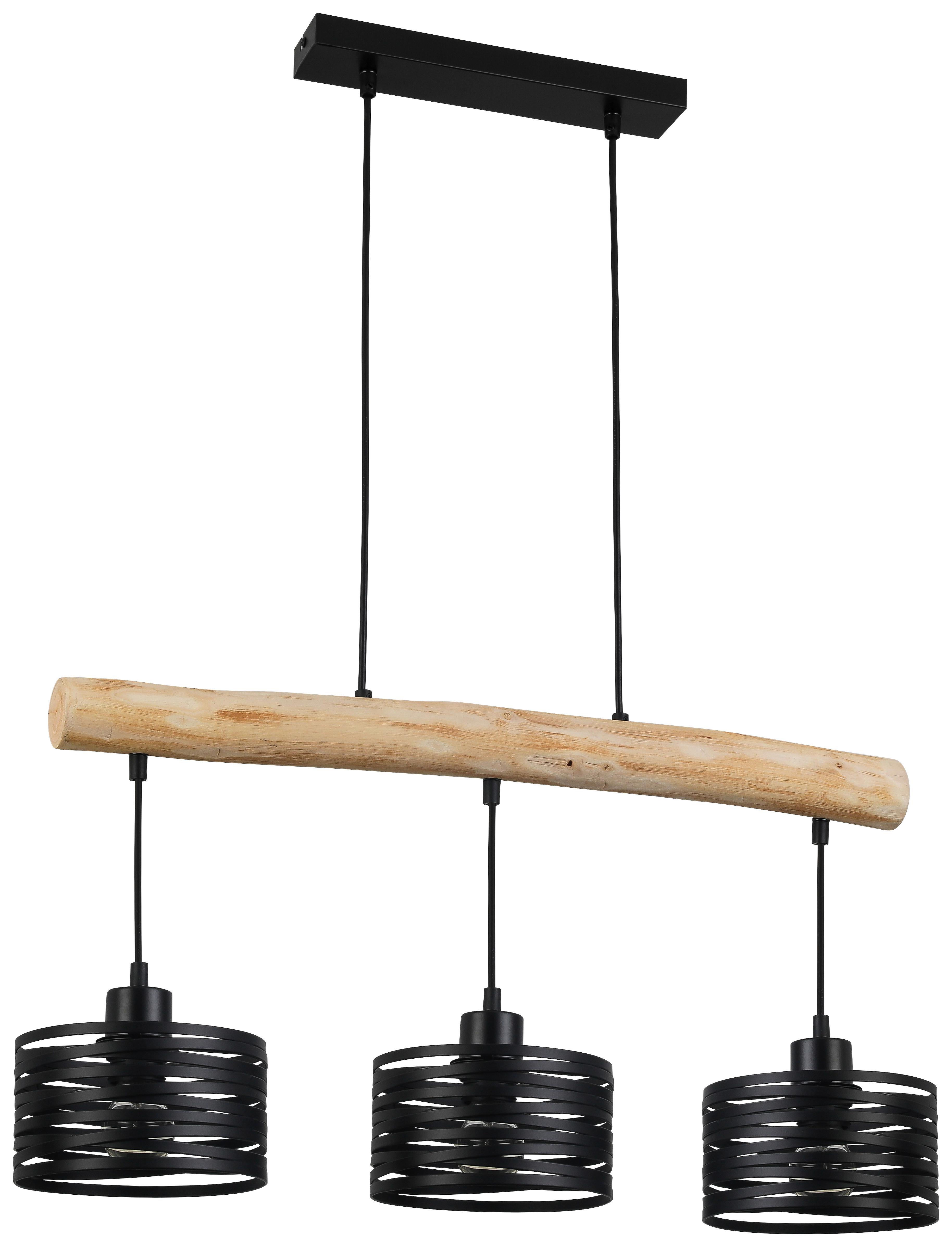 Závesné Svietidlo Guiseppe - čierna, Štýlový, kov/drevo (70cm) - Premium Living