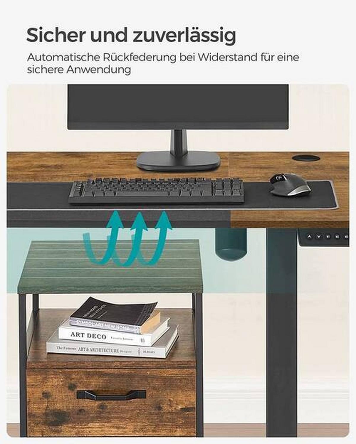 PC stôl IRON - hnedá/čierna, Basics, kov/kompozitné drevo (140/60/72-120cm) - Boxxx