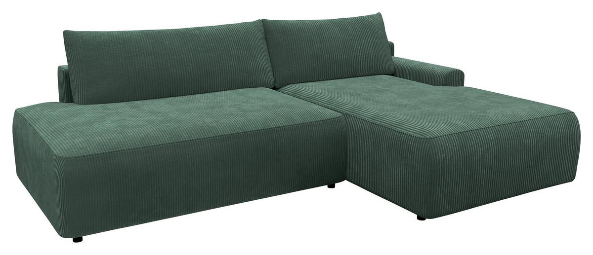 Eckschlafsofa Prag, D. Grün S: 253x167 cm - Dunkelgrün/Schwarz, MODERN, Textil (253/167cm) - Trendmanufaktur