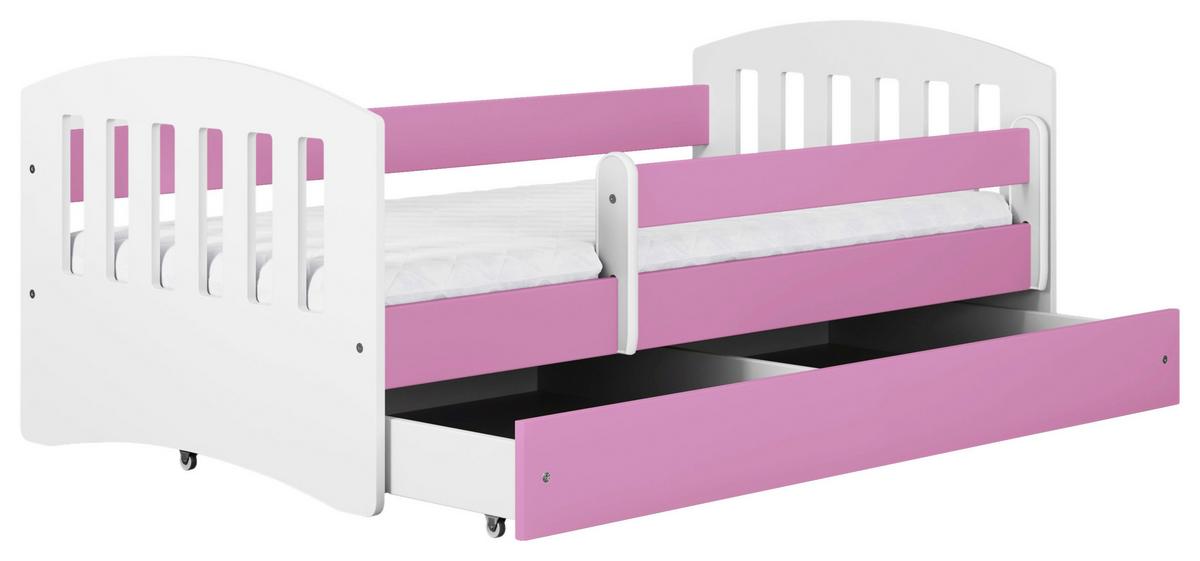 KINDER-/JUNIORBETT Classic Pink/Weiß 80x140cm - Pink/Birkefarben, MODERN, Holz/Holzwerkstoff (80/140cm) - MID.YOU