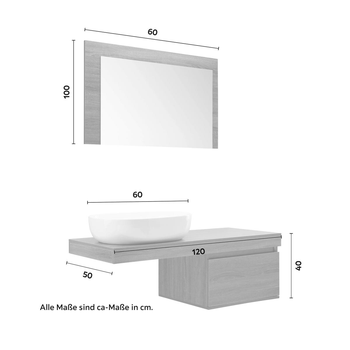 Koupelna Domenico šířka 120cm - bílá/šedá, Moderní, sklo/keramika (120/40/50cm) - P & B