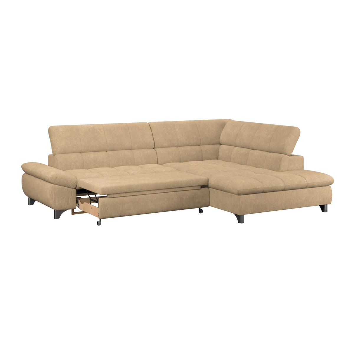 Ecksofa Gemini Sandfarben, B: 312cm - Sandfarben/Chromfarben, KONVENTIONELL, Textil (312/234cm)