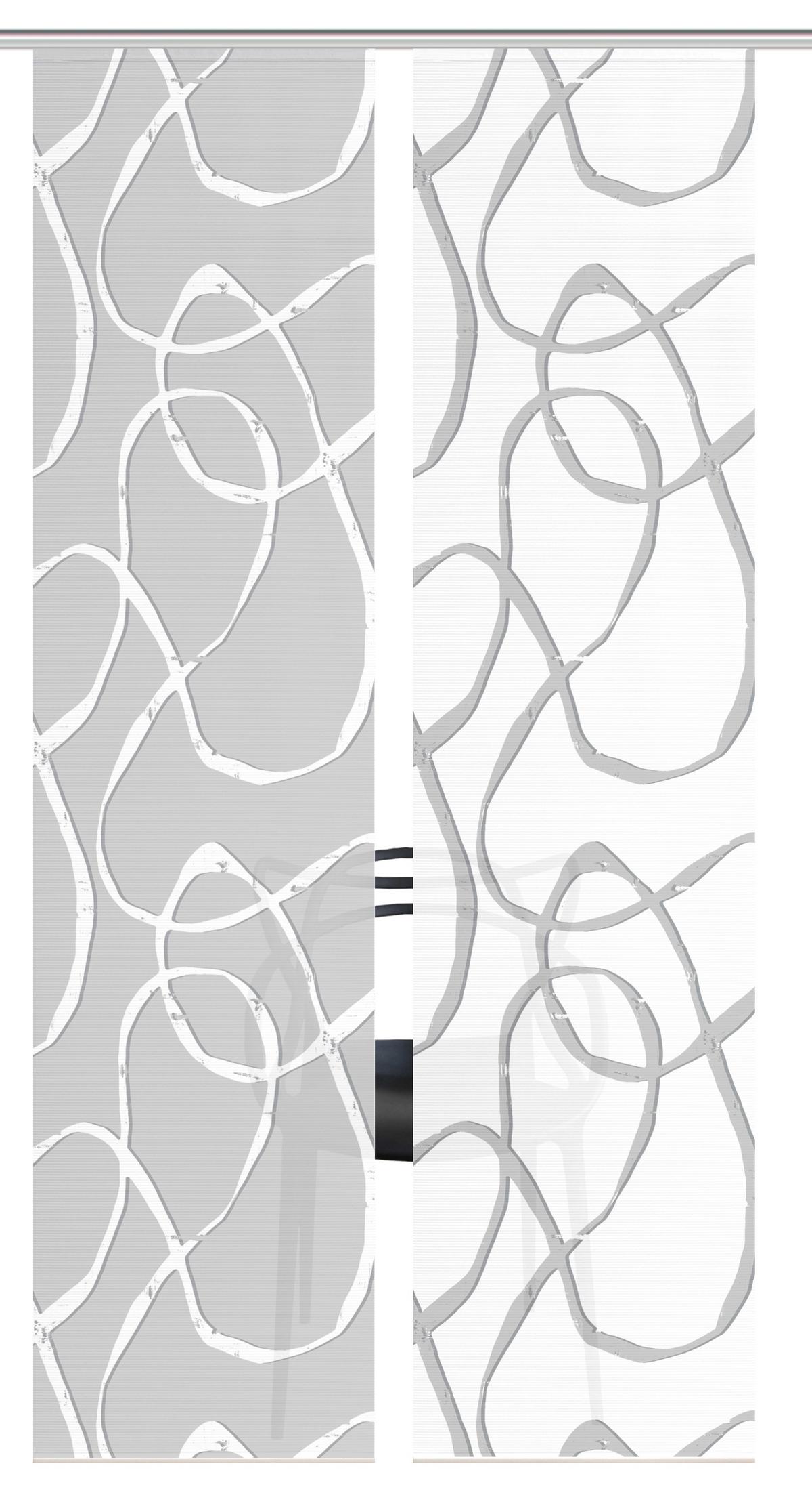 Flächenvorhang Ophelia 2er Set - Grau Hochglanz/Weiß, KONVENTIONELL, Textil (60/260cm)