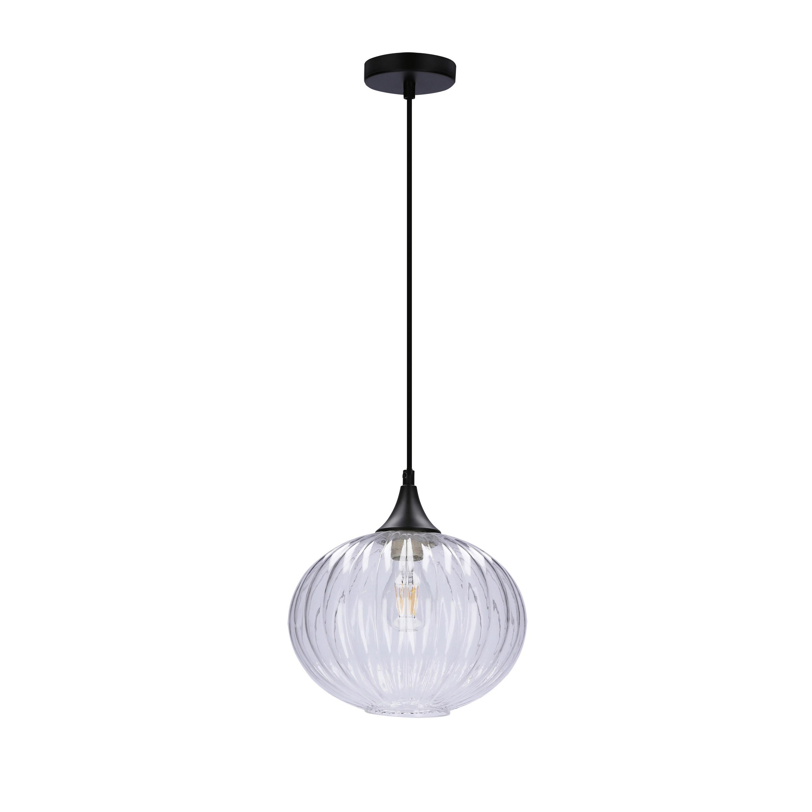 PENDELLEUCHTE 50101276 EXETER - Schwarz, Design, Glas/Metall (24/24/90cm)