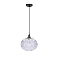 PENDELLEUCHTE 50101276 EXETER - Schwarz, Design, Glas/Metall (24/24/90cm)