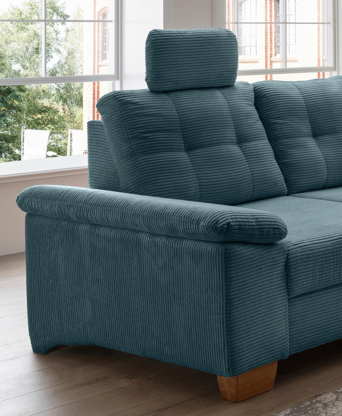 Ecksofa Brizzini Petrol S: 274x206 Cm - Petrol/Naturfarben, MODERN, Textil (274/206cm) - Livetastic