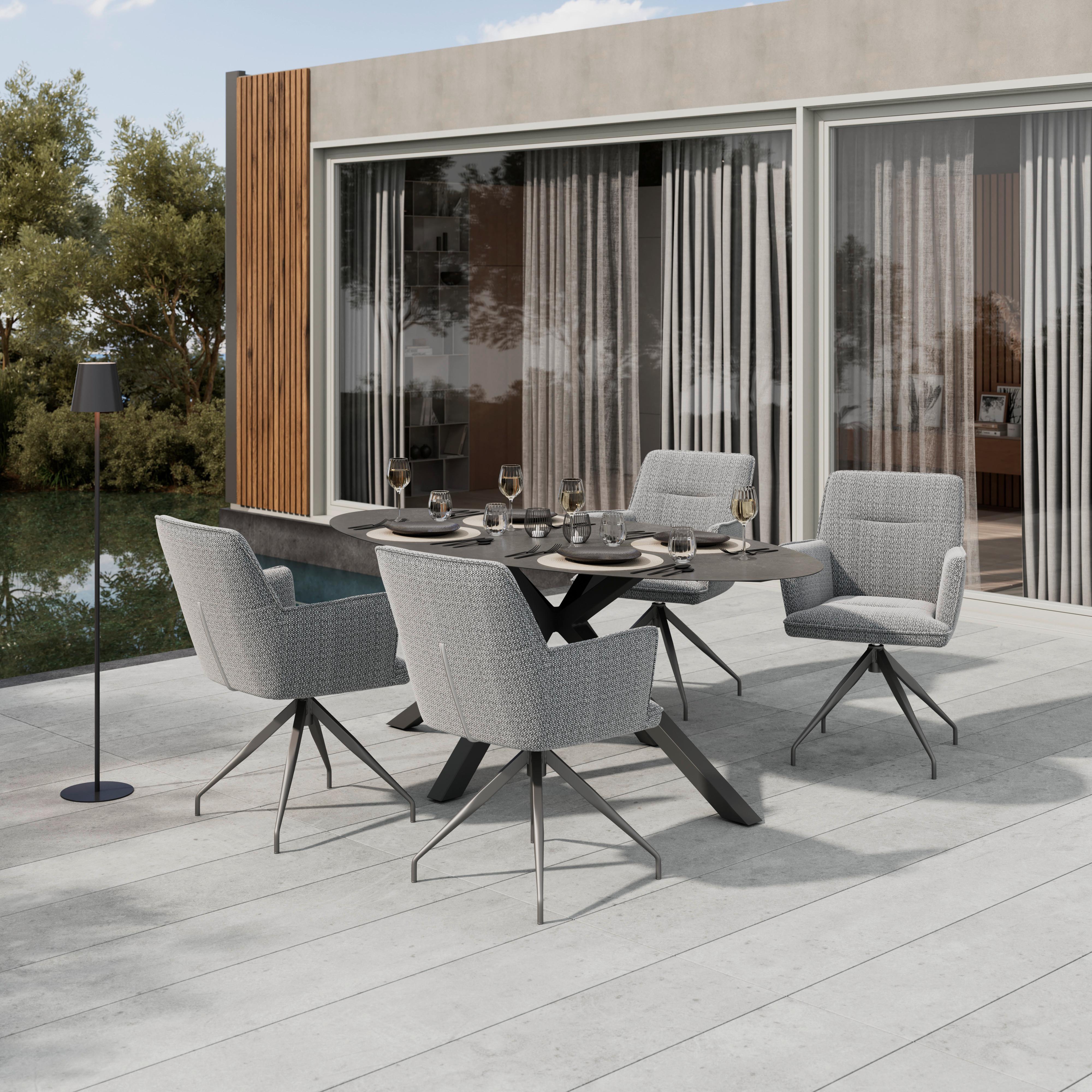 ZÁHRADNÝ STÔL BARI - antracitová, Modern, kov/sklo (200/100/75cm) - Mömax