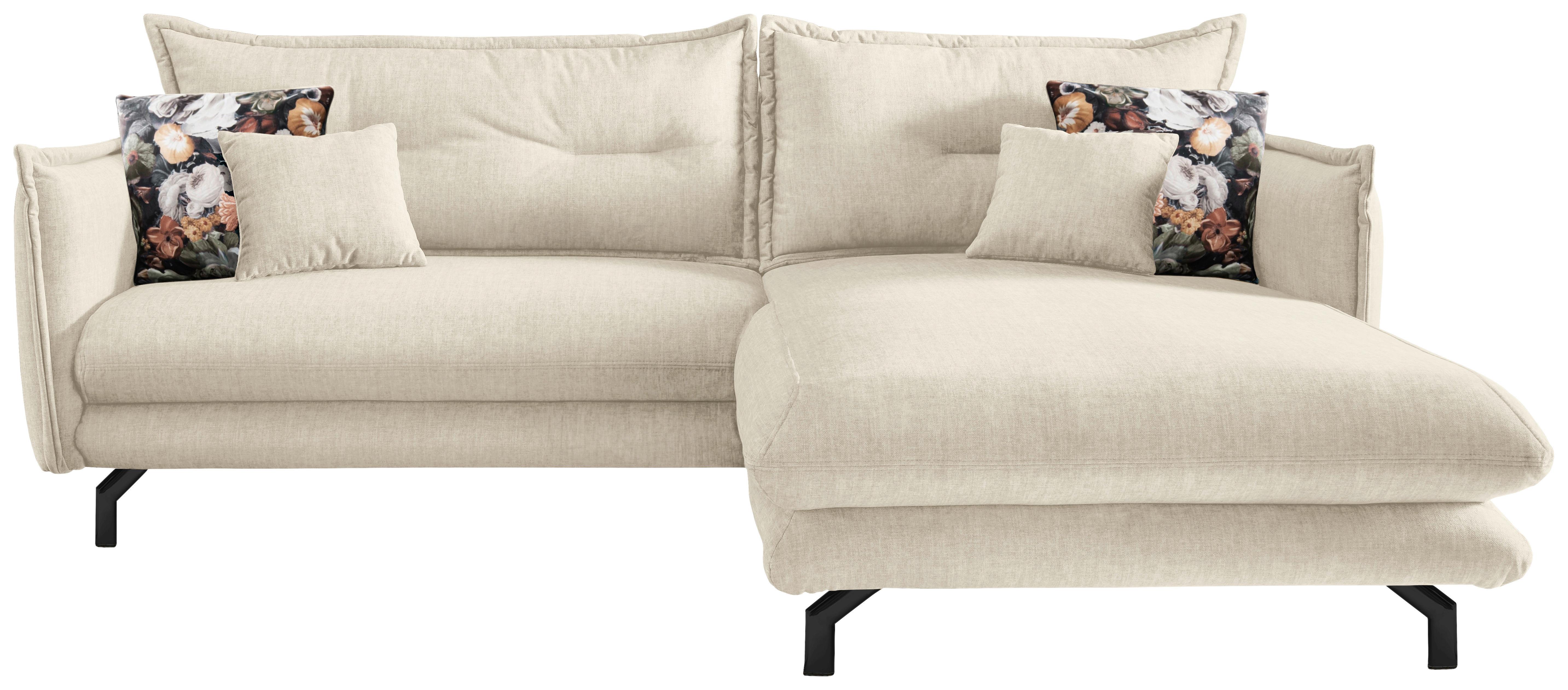 Ecksofa Lava Beige S: 255x180 cm - Beige/Schwarz, MODERN, Textil (255/180cm) - Livetastic