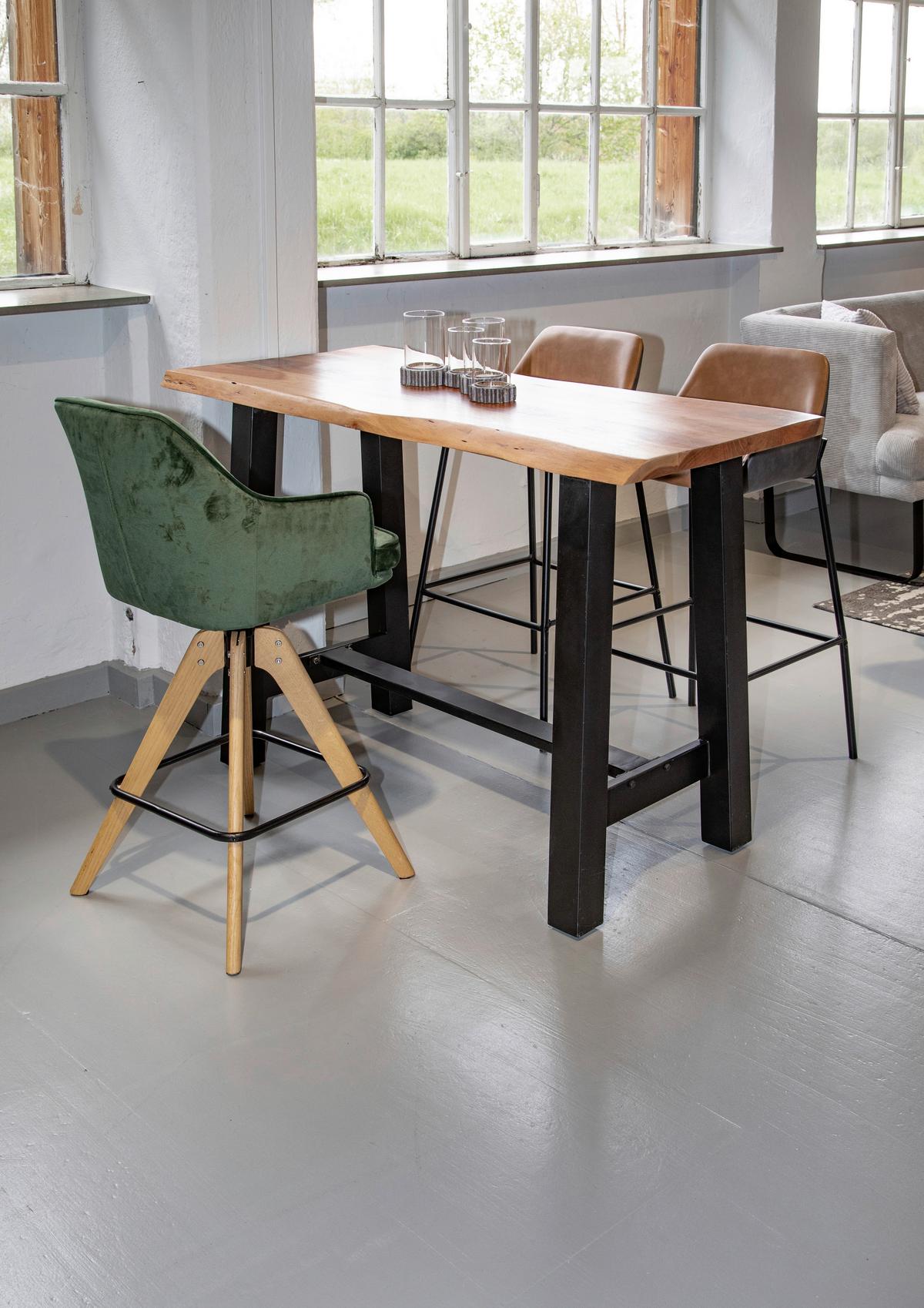 Barhocker Floyd Dunkelgrün, B: 53 cm - Dunkelgrün/Eichefarben, MODERN, Holz/Textil (53/55/100cm) - Livetastic